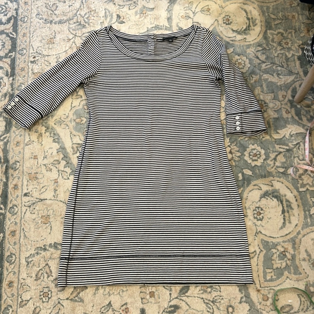 Blue & White Stripped Boat Neck Dress